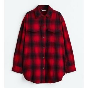 H&M oversized plaid shacket.